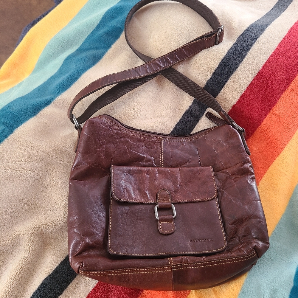Jack Georges Voyager Collection Honey Leather Hobo Bag W/ Front Pocket
